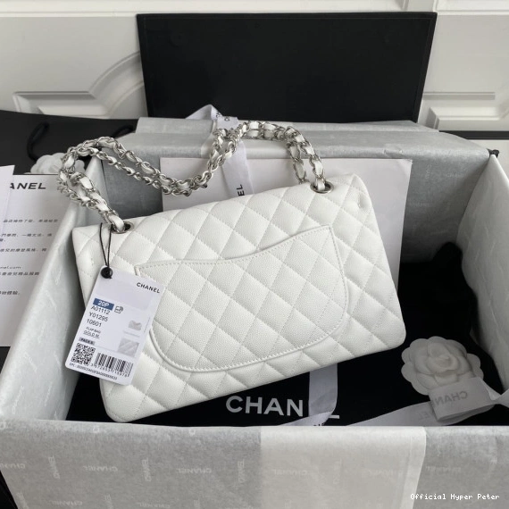 Hyper Peter Calfskin Large 2.55 Leather A01112 CHANEL Flap White Bag 0801